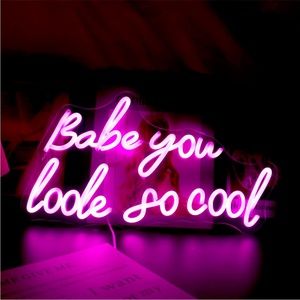 Neon Babe You Look So Cool A Pink Light Decor Dorm Bedroom Party Festival LED